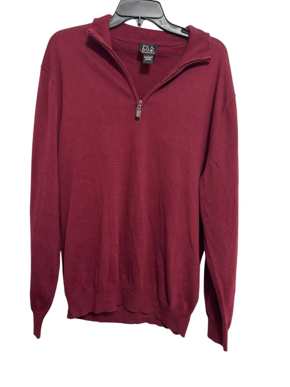 Jos. A. Bank Signature Collection Burgundy 1/4 Zip Sweater Mens Size L Pima Cott